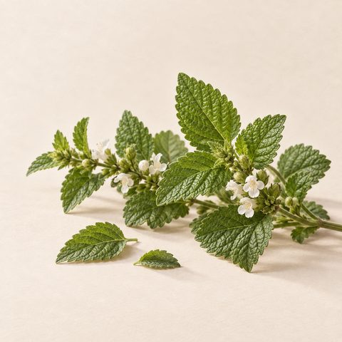 Lemon balm (melissa) sprigs with small white flowers