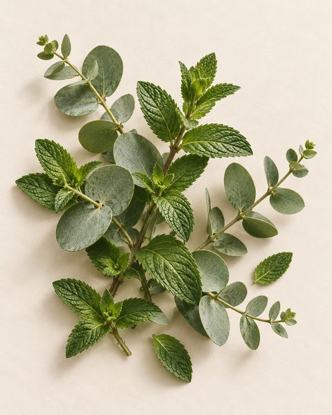 Fresh scents: peppermint and eucalyptus sprigs